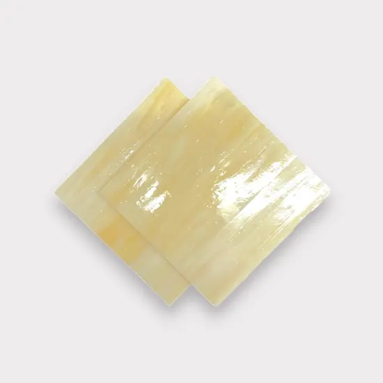 Honey tr., White Crystal Prisma Fusible Glass Sheets / Mosaic Squares - 2 Pack {1}