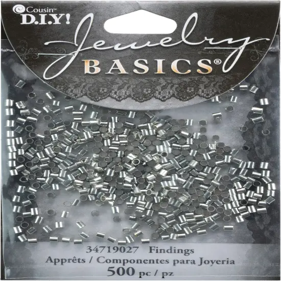 CousinDIY Jewelry Basics Metal Findings 500/Pkg-Silver Crimp Tubes 2mm {1}