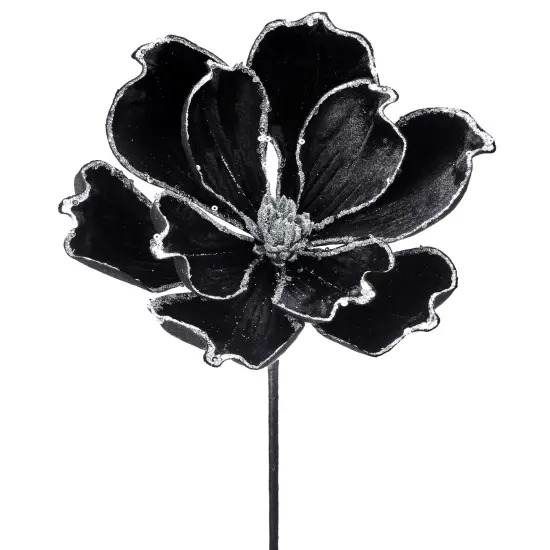 24" Sequined Edge Black Opulent Magnolia Flower {1}