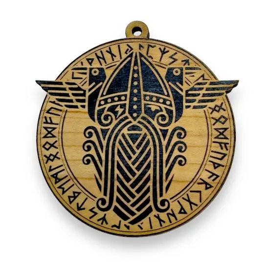 Ornament - Black - Odin Helm Viking Symbol {1}