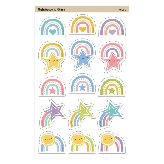 Rainbows & Stars Large superShapes Stickers, 120 Per Pack, 6 Packs {3}