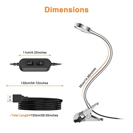 Clip on Light/Reading Light/Book Light Color Changeable/Night Light Clip on for Desk, Bed Headboard and Computers (Silver) {3}