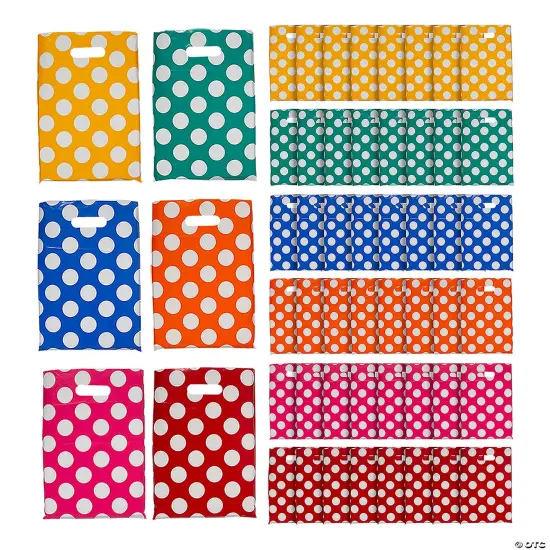 Medium Polka Dot Plastic Treat Bags 8 1/2" x 12" Bulk 50 Pc {2}