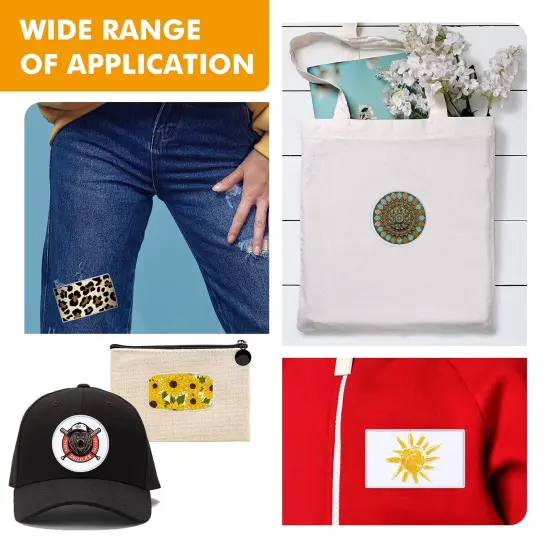 30 Pieces Sublimation Patches Fabric Iron-on Blank Patches 3 Shapes Repair Patches Sublimation Blank Hat Patch for DIY Crafts, Caps Clothes Shoes Bags Backpacks Uniforms (White Frame) {6}