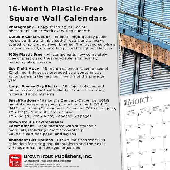 The Dakotas | North Dakota & South Dakota Places | 2026 12 x 24 Inch (Hanging) Monthly Square Wall Calendar | Plastic-Free {6}