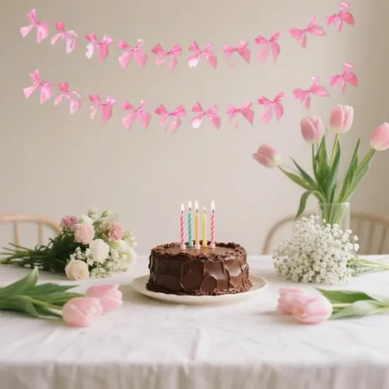 Pink Bow Hanging Garlands Bowtie Banners {3}