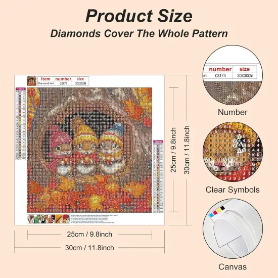 Squirrel Diamond Painting Kits for Adults, 5D DIY Diamond Art Kits for Beginners, Full Drill Diamond Painting Kits for Home Wall Decor, 12x12 Inch {2}