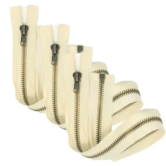 Zipper &ndash; Off-White 10MM Antique Brass Plated Open Bottom for Jackets {2}