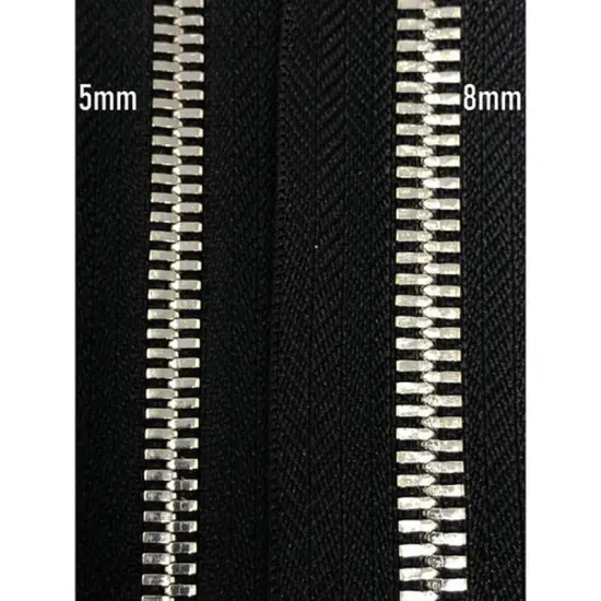 5MM One Way Non Separating Closed Bottom Zipper Black Tape Nickel Teeth 7" {3}