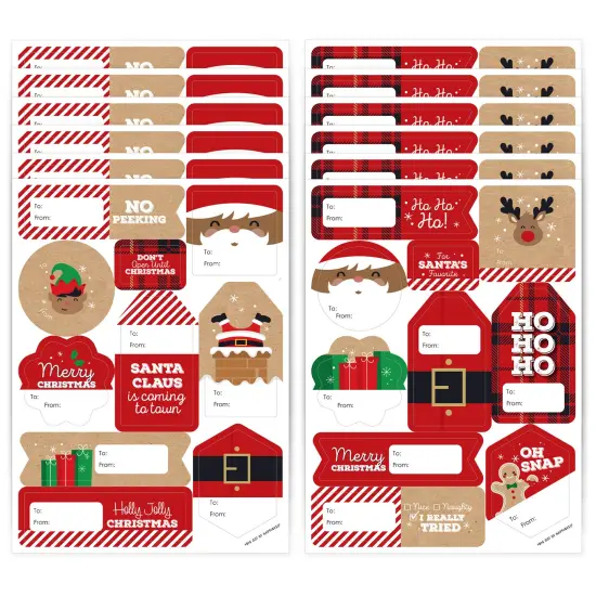 Big Dot of Happiness Jolly Santa Claus - Assorted Christmas Party Gift Tag Labels - To and From Stickers - 12 Sheets - 120 Stickers {1}