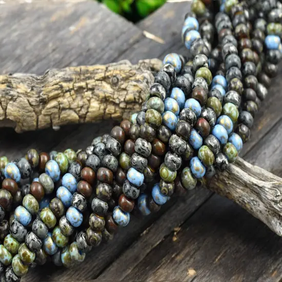 2/0 Aged Nyx Picasso Mix Seed Beads (19' Strand) {1}
