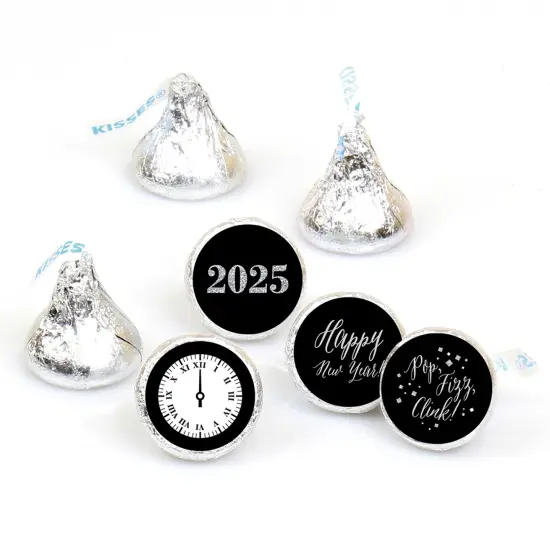 Big Dot of Happiness New Year's Eve - Silver - Round Candy 2025 New Years Eve Party Sticker Favors - Labels Fits Small Round Chocolate (1 sheet of 108) {1}