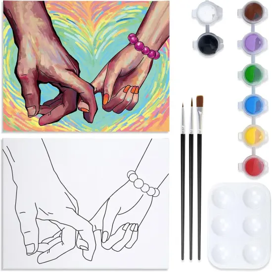 8x10 Canvas Painting Kit Pre Drawn Canvas for Painting Sip and Paint for Adults Clear {1}