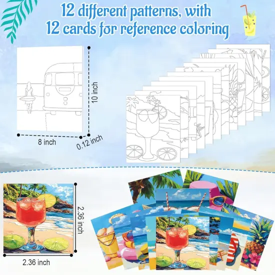 12 Sets Pre Drawn Canvas Painting Kit - 8 x 10 Inches (Hawaii Vacation) {3}