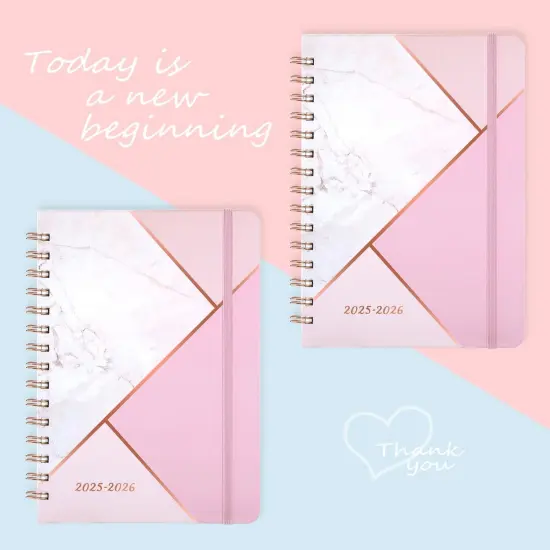 Planner 2025-2026 - July 2025 - June 2026, Academic Planner 2025-2026, 6.3" x 8.4", 25-26 Weekly and Monthly Planners with Tabs - Pink Marble {1}