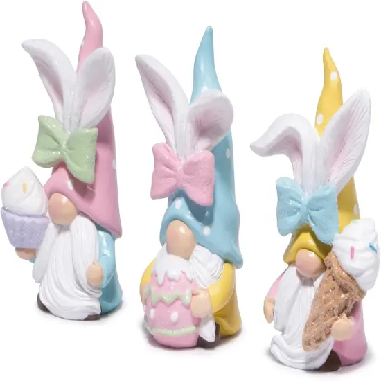 Easter Bunny Gnomes Decorations Easter Bunny Table Centerpiece Gifts Set of 3 Nordic Swedish Nisse Scandinavian Tomte Elf Dwarf Indoor Home Decor {5}