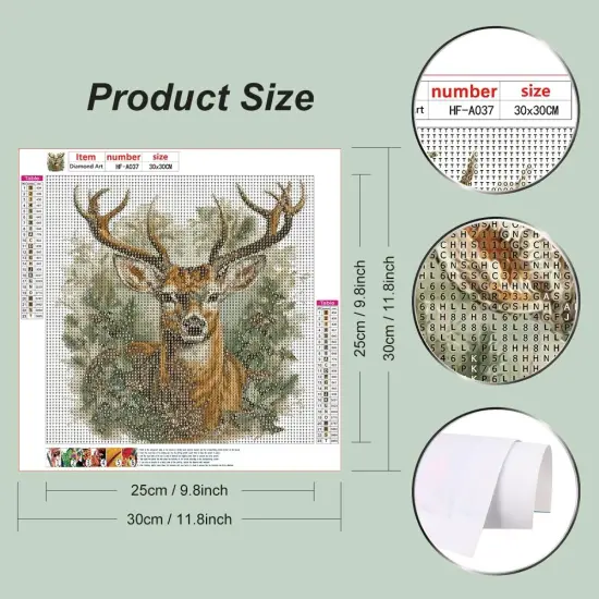 5D Colorful Elk Diamond Art Painting Kits for Adults,Animals Diamond Art for Beginners, DIY Full Drill Diamond Art Painting(12X12 inch) {3}