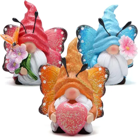 Spring Butterfly Gnomes Decorations Indoor Home Decor Scandinavian Tomte Elf Decor Gifts 3pcs Summer Resin Butterfly Elf Dwarf Kitchen Tiered Tray Decor {1}