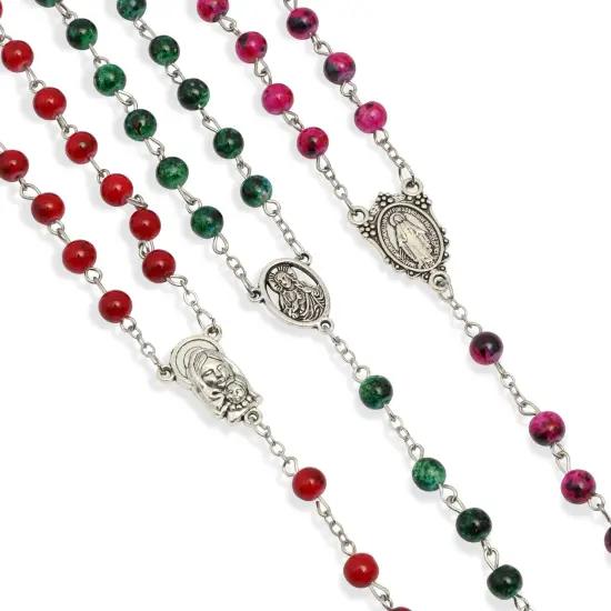 12 Pack Rosary Beads for Men and Women, Bulk Necklaces for Catholic Gifts (6 Colors) Multicolor {5}