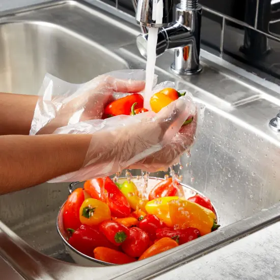 100-Pack Disposable Food Safe Gloves for Cooking, Kitchen Prep and Baking (One Size Fits Most, Clear) {2}