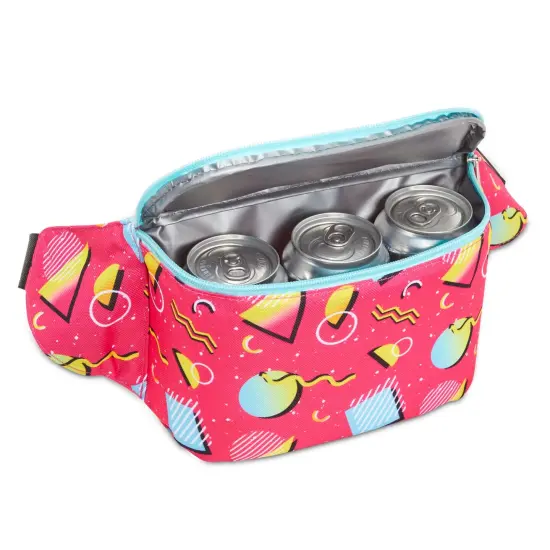 Retro 90's Fanny Pack for Teens, Insulated Waist Bag Cooler with Adjustable Strap, Pink (9 x 6 In) {5}