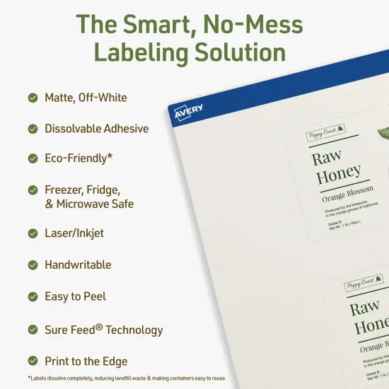 Avery Dissolvable Labels, 2.5" x 4" Rectangle {2}