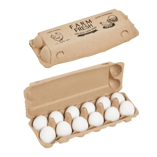 18 Pack 1 Dozen Paper Egg Cartons with Labels for 12 Chicken Eggs, 50 Self-Adhesive Labels, 1 Jute String Roll (Brown) {3}