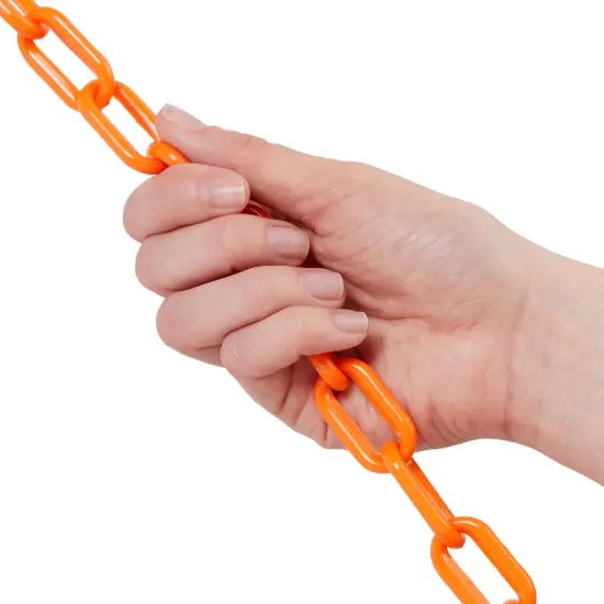 100 Foot Orange Plastic Chain Safety Barrier for Crowd Control, Queue Line, Concerts, Parking (1.5-Inch Links) {3}