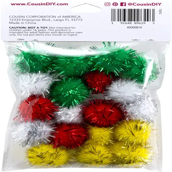 CousinDIY Pom-Poms 1" 20/Pkg-Christmas Darks {3}