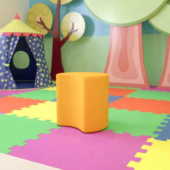 Emma and Oliver 18"H Soft Seating Flexible Moon Backless Chair for Classrooms and Common Spaces Yellow {1}