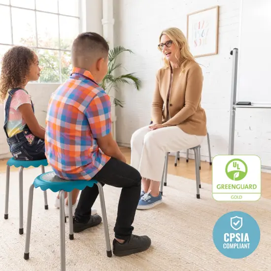 Daisy Stackable Stool Set, Flexible Seating, 8-Piece Turquoise {5}