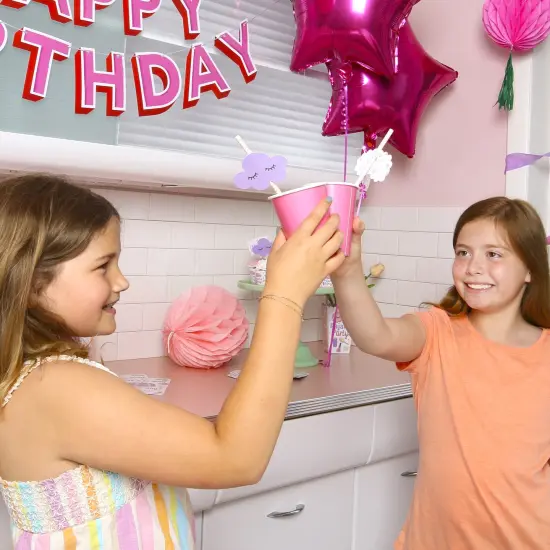 Big Dot of Happiness Pajama Slumber Party - Paper Straw Decor - Girls Sleepover Birthday Party Striped Decorative Straws - Set of 24 {5}