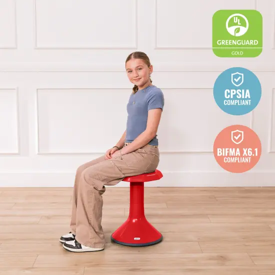 ACE Active Core Engagement Wobble Stool, Portable Flexible Seating, 18in Seat Height Red {5}