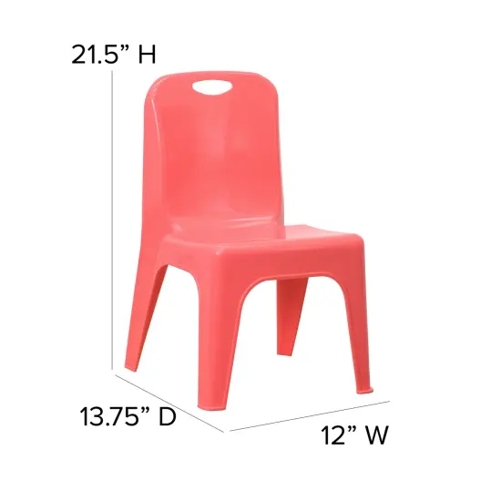 Emma and Oliver 2 Pack Plastic Stackable School Chair with Carrying Handle and 11"H Seat {4}