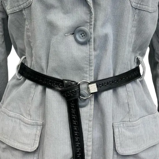 5 Yards of Cassandra Greek Key Embossed Vegan Leather Tape Trim | 5 yard cut Black {5}