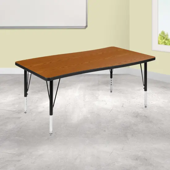 Emma and Oliver 28"W x 47.5"L Rectangle Wave Flexible Collaborative Kids Adjustable Activity Table Grey {7}