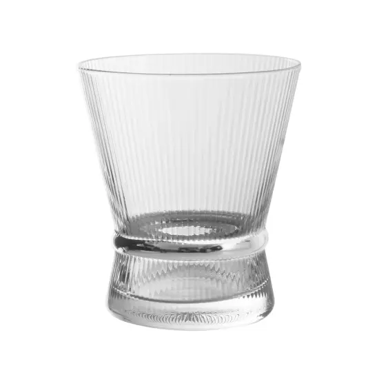 Clear Short Glasses with Band 6pk Clear/Silver {1}