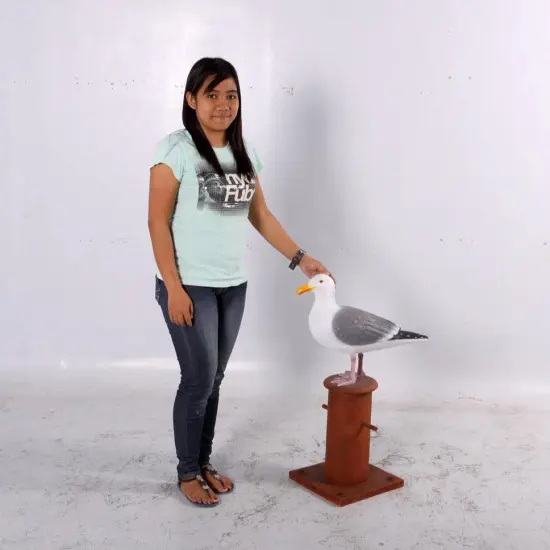 Seagull On Post Life Size Statue {3}