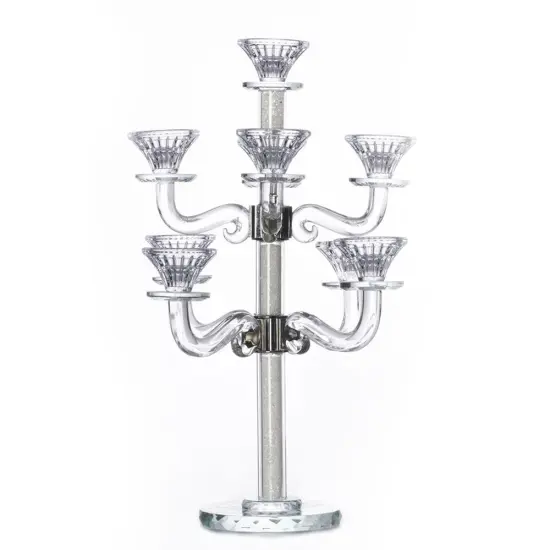 Crystal Candelabra 9 Tiered Arms with Crushed Inner Gemstones {1}