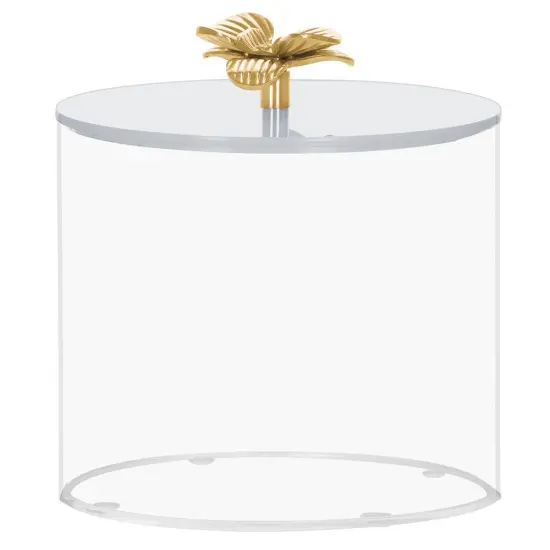 Lucite Cookie Jar with White Lid & Gold Flower Handle {3}