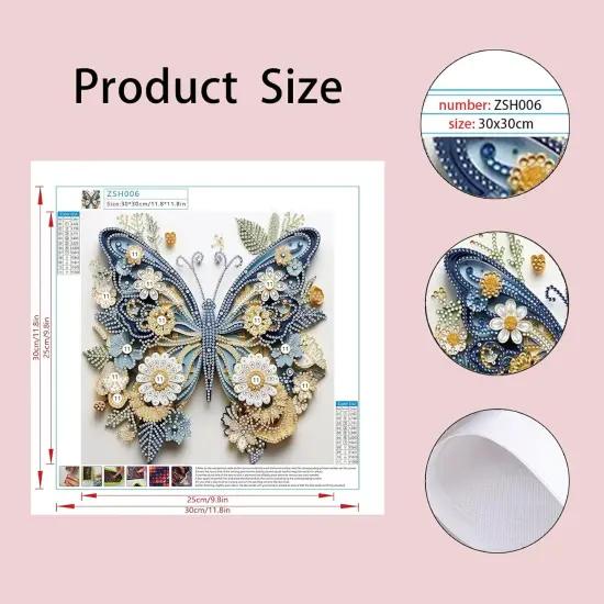 Butterfly Diamond Art Kits for Adults: Stitch Diamond Painting Butterfly for Beginners Special Shaped Animal Butterfly Diamond Art Kits 30 x 30cm, 9.8 x 9.8 inch {5}