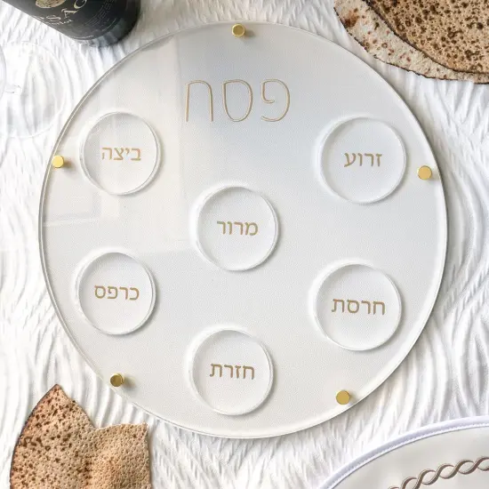 Lucite Seder Plate with Leatherette Backing Gold {4}
