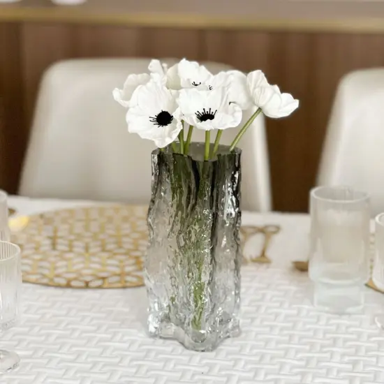 Elegant Glass Vase Clear & Black {6}