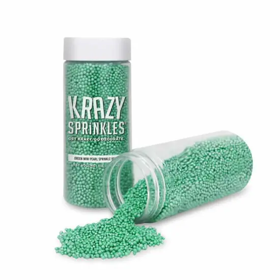 Krazy Sprinkles - Green Pearl Mini Beads (1/2 Cup, 1x Jar) for Cakes, Ice Cream & Cookies {2}