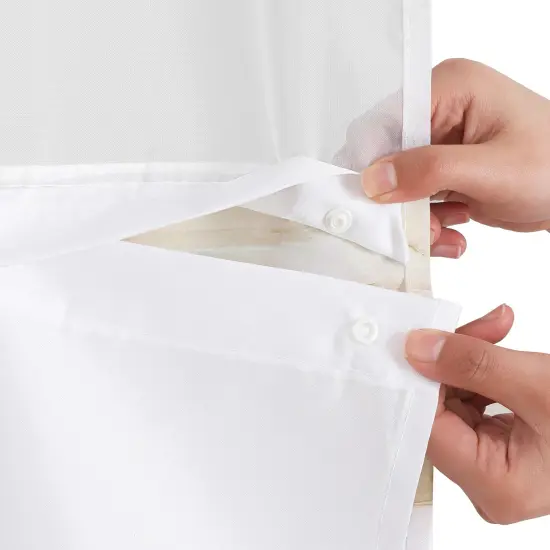 Americanflat 72x75 Hookless Shower Curtain - Abstract Pink Cream Shower Curtain with Sheer Panel, Snap-In Liner, and Grommets - 100% Polyester {6}