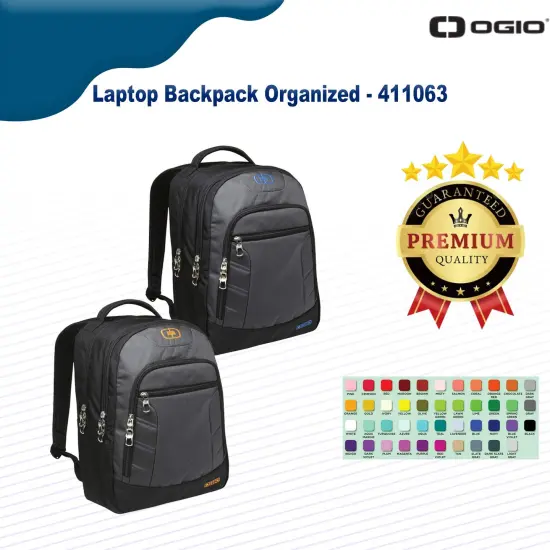 OGIO&reg; Laptop Backpack Organized Dsl Grey/ElBlu {2}