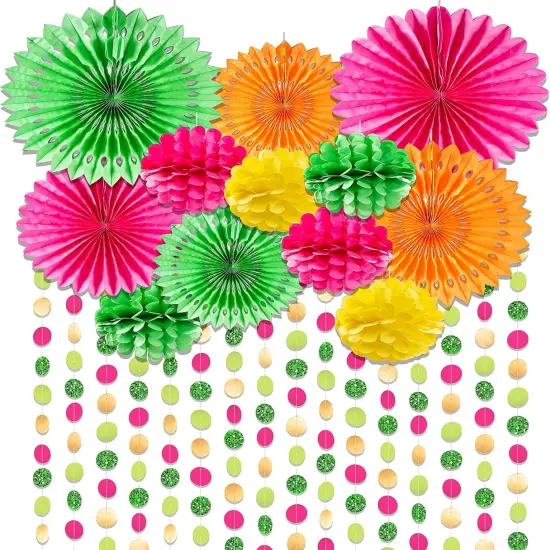 12 pcs Tropical Decoration Paper Fans for Party Decoration {1}