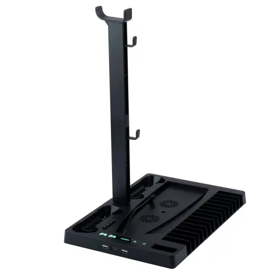 For PS5 Stand and Cooling Station with Dual Controller Charging Dock Charger, Cooling Fan, Headphone Holder, Video Game Storage, USB Hub Black {2}