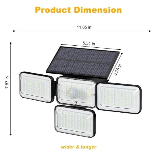 2pcs Solar Outdoor Lights, Remote Control Motion Sensor Outdoor Lights, Garage Lights, 4-Head Outdoor Yard Solar Flood Wall Lights {2}