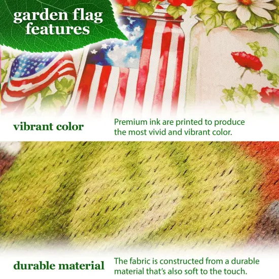 G128 Combo Pack Garden Flag Stand Black 36x16IN & Garden Flag Welcome America Mason Jars Printed 12x18IN Double Sided Yard Garden Lawn Decoration {3}